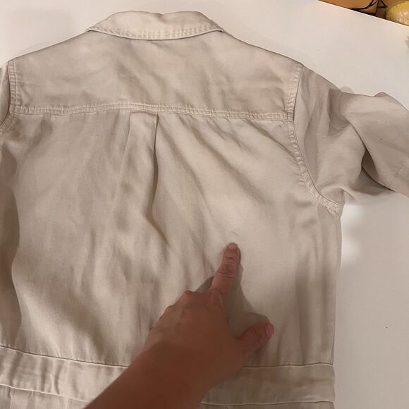 Marine Layer Jumpsuit Womens Small Beige Short Sleeve Button Front Utility - Picture 11 of 11